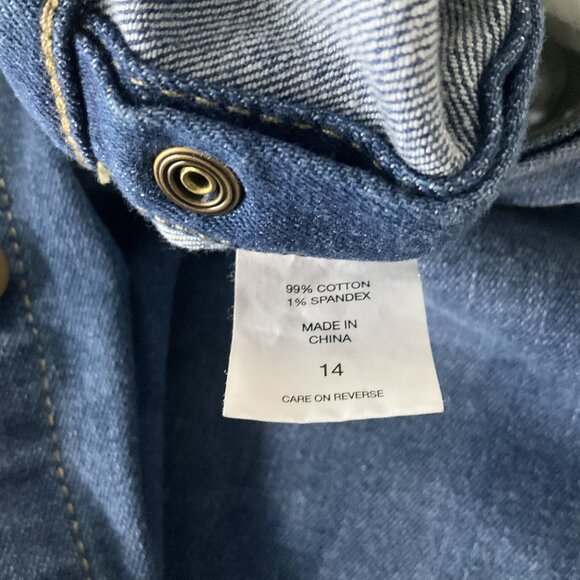 SOHO New York & Co Jeans Women Sz 14 Blue Wide Leg Snap Button Sides Boho Hippie - Picture 10 of 11